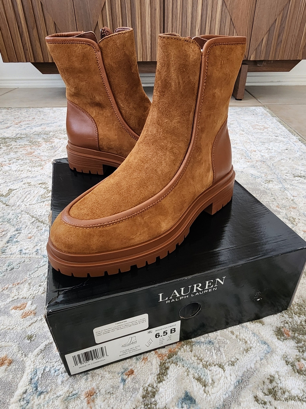 Lauren Ralph Lauren Women's Tan Suede Lug-sole Ankle Boots